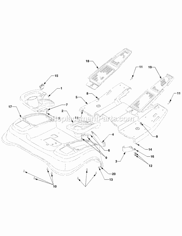 Fender And Running Board 1b075g & After Diagram and Parts List for 5254E 54AE542-710, 54BE542-710, 54CE542-710 Cub Cadet Lawn Tractor